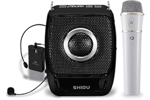 Amplificateur de Voix sans Fil Bluetooth Portable SHIDU 25W Amplificateur Voix Haut Parleur avec Micro Casque + UHF Compact Handheld Microphone sans Fil pour Enseignants, Guides Touristiques, Baskets