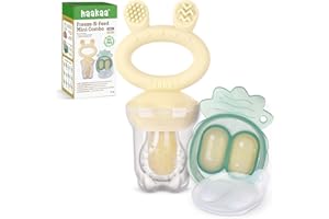 Haakaa Bebé Comedero de Frutas & Combo de mini bandejas, Moldes para Paletas de Leche Materna, Alimentador de Silicona Libre de BPA para la Auto Alimentación Segura del Bebé, 4 Meses+ -Avena