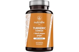 Curcuma Bio avec Poivre Noir et Gingembre - Puissant Antioxydant et Anti-inflammatoire avec Curcumine et Pipérine 100% Végétal - 120 Gélules Nutridix