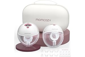 Momcozy M5 Hands Free Breast Pump, Wearable Breast Pump of Baby Mouth Double-Sealed Flange with 3 Modes & 9 Levels, Electric Breast Pump Portable - 24mm (2, Red)