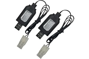 BAIWEIDUN Cable Cargador de Batería 7.2V con Enchufe Tamiya para Coche, Tanque, Avión y Barco RC - Compatible con Cargador USB Universal de Batería Lipo (2)