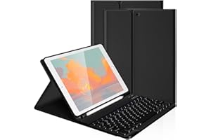 LAMA 9,7 Pollici Custodia per Tastiera iPad, Custodia con Tastiera Wireless per iPad Pro 9,7" (iPad 2018 6a generazione, iPad 2017 5a generazione, iPad Pro 2016, iPad Air 2/1), con Portamatite, Nero
