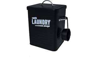 Supremery pudełko na środki piorące z łyżeczką dozującą, metalowe pudełko do przechowywania środków piorących, pojemnik na proszek do prania w stylu vintage, szary