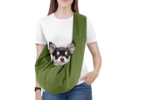 Pawaboo Small Dog Sling Carrier, Reversible Hands Free Dog Sling Carriers for Small Dogs and Cats, Puppy Slings Carrier with Adjustable Strap Buckle & Safety Harness, Puppy Essentials, Matcha Green
