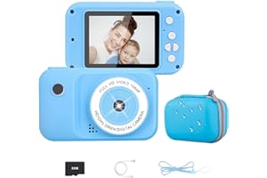 EIEVEY Kinder Kamera inkl.Tragetasche 2,4" Bildschir 1080P HD Kinderkamera Selfie Digitalkamera 32G SD-Kart Geschenke für 3-12 Jahre Jungen und Mädchen für Geburtstagsgeschenk Weihnachten Spielzeug (Blau)