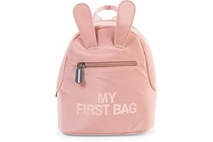 CHILDHOME, Kinderrucksack Baby, Schule, Vorschule, Kinderkrippe, Zwei Fächer, Lunchbag/Flaschen geeignet, Abnehmbare Sicherheitsschnalle, Wasserabweisend, My First Bag, Rosa und Kupfer