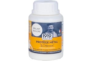 1919 by MAULER - Vernis Métal Antirouille Le Défenseur - Brillant Incolore - 220ml - Multisupport intérieur/extérieur – Fer, Cuivre, Laiton – Résiste à l’Usure, Chocs et Intempéries