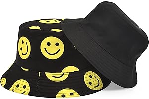 VidFair Bucket Hat Summer Sun Visor Hat Print Style Doubleside-Wear Beach Cap Foldable Wide Brim Outdoor Fishmerman Hat for Men Women