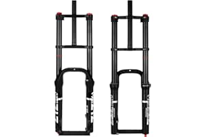 splumzer 20/26 Inch 4.0 Fat Tire Bike Air Suspension Fork - 180mm Travel, 135mm Hub Spacing, Straight Tube MTB Manual Lockout QR 9mm, Double Shoulder Bicycle Front Forks for Fat Snow Beach E-Bike