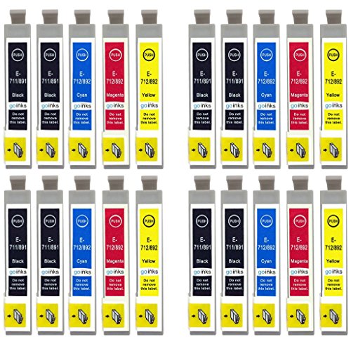 4x Set 4 + Schwarz Kompatible Drucker Tintenpatronen - Schwarz / Cyan / Magenta / Gelb ersetzt T0715 + T0711 (20 Tinten) für den Einsatz in Epson Stylus D78 D92 D120 D5050 DX400 DX4000 DX4050 DX4400 DX4450 DX5000 DX5050 DX6000 DX6050 DX7000F DX7400 DX7450 DX8400 DX8450 DX9400 DX9400F BX300F BX310FN BX3450 SX115 SX200 SX205 SX210 SX215 SX218 SX400 SX405 SX415 SX510W SX515W SX600FW SX610FW (Enthält: T0711, T0712, T0713, T0714)