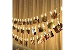 PVEATH 30 LEDs Foto Clips Lichterketten Warmweib 3M Fotolichterkette Wanddekoration fur Foto Kunstwerke Valentinstag Hochzeit Party Romantische Deko