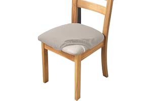 XIANYU Fundas De Asiento Jacquard para Sillas De Comedor Estiramiento Asiento De Silla Cojín Fundas Lavables Extraíbles Comedor Cocina Fundas para Sillas (Arena,Set of 6)
