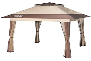 Wiltec Carpa Plegable Beige con protección contra los Mosquitos 4 x 4 m Fiestas jardín Exterior