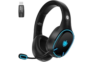 YOTMS Auriculares Wireless para PS4 PS5 Xbox One PC, 2.4GHz/Bluetooth Casco Estéreo con Micrófono Desmontable, Cable de Audio de 3.5mm, 30H de Tiempo de Juego (Negro)