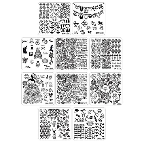 Bundle Monster 10pc Occasions Nail Art Stamping Plates - Family Ties Collection