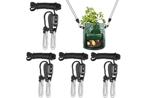 SILKWISH 4 cricchetti a cricchetto con gancio, 1/8 pollici, corda a cricchetto, corda a cricchetto, corda regolabile, cricchetto per lampada per piante, per appendere lampade a LED, lampade per acquari,