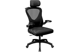 EOXCIIU Ergonomic Computer Desk Chair, High Back Home Office Chair with Flip-up Armrest and Lumbar Support for Home Study or Manager Work