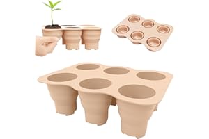 Winmany 2 Stück Silikon-Samen-Starterschale, 6 große Zellen, wiederverwendbar, Microgreens, Anzuchtschalen, Bonsai-Pflanzen-Starter-Set, flexibler Sämling-Keimbecher für Zimmerpflanzenvermehrung