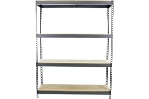 Simon Rack Estanteria Industrial, 2000x1500x450 mm, 400 kg de Punto Flexión, 4 Estantes Madera, Estanterias Almacenaje, Estanterias Metalicas, Gris/Madera - SimonTaller