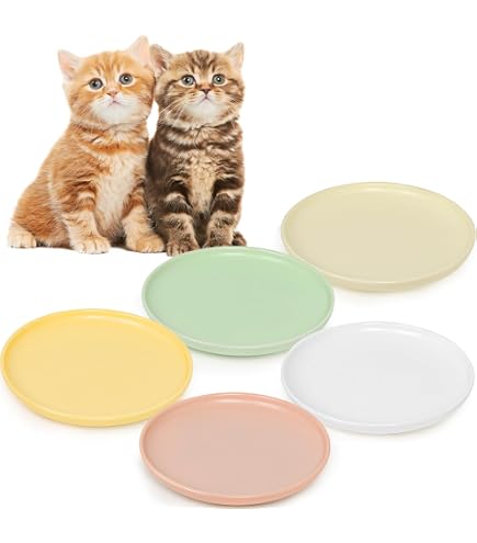 SIDUCAL Katzennapf-Set Aus Keramik – 3 Näpfe Mit Anti-Rutsch-Matten, Schnurrhaarfreundlich, 12,7 Cm