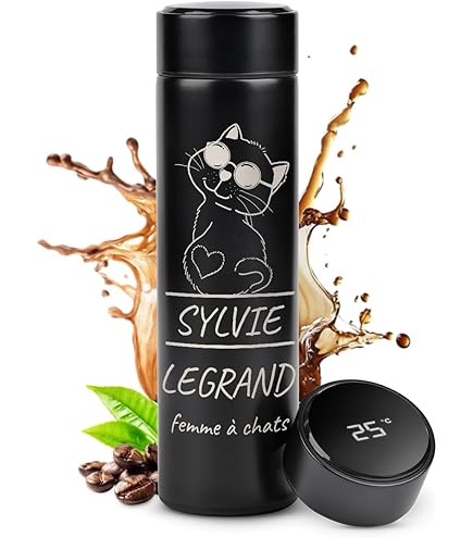 Mug Isotherme Gravé 450 Ml Maverton - Affichage LED + Infuseur à Thé - Cadeau Personnalisé Homme