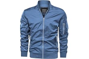 KEFITEVD Mens Bomber Jacket Lightweight Thin Windbreaker Jackets Casual Summer Coats with Zipper Pockets