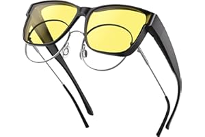 gesruny ㅤ Überzieh Nachtsichtbrille für Autofahrer-Nachtfahrbrille-Brillenträger-Polarisiert-Reduziert effektiv die Blendung von entgegenkommenden Scheinwerfern-HD Sichtglas