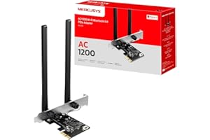 MERCUSYS MA30E AC1200Mbps Wireless Bluetooth 5.0 PCIe WiFi Adapter for PC, MU-MIMO Wider Signal Coverage PCIe WiFi Card, Network Card for Desktop/PC Windows 10/11(64Bit)