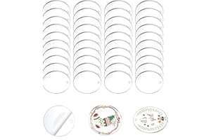 NIYATA 40Pcs Disques Acryliques Ronds Transparent,5CM Acrylique Rond avec Trous,Vierges Acrylique Cercle Disques,Idéal pour Cadres Photo,Décorations Murales et Bricolage