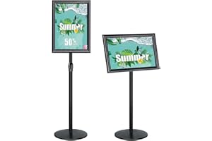 NEWZEALKIDS NewZeal - Soporte para carteles de alta resistencia, soporte para letreros de pie A3, soporte para letreros de pedestal ajustable con base de hierro fundido para exhibición/anuncio. (negro)