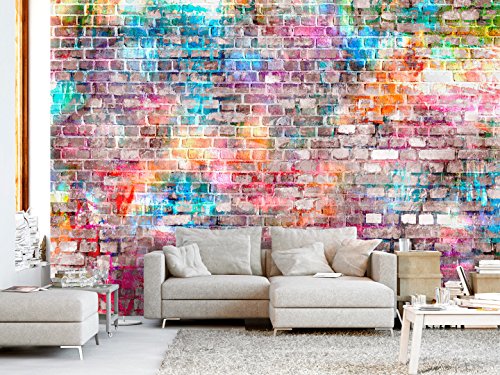 Fototapete Steinwand 400×280 cm – VLIES TAPETE PREMIUM – PROFI QUALITÄT – Top moderne Wanddeko – Riesen Wandbild – Top Design Tapete – Neue exklusive Edition mit noch besser Druckauflösung – Deutsches Premium Vlies – Steine Stein Steinwand Ziegel bunt f-B-0131-a-a - 2