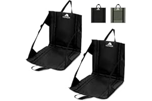 Voyager 2 Pk Folding Camping Chair, Lightweight & Portable with Carry Handle, Back Support Festival Picnic Deck Chair, Adjustable Straps & Pocket, Waterproof Beach Chairs for Hiking & Garden (Black)