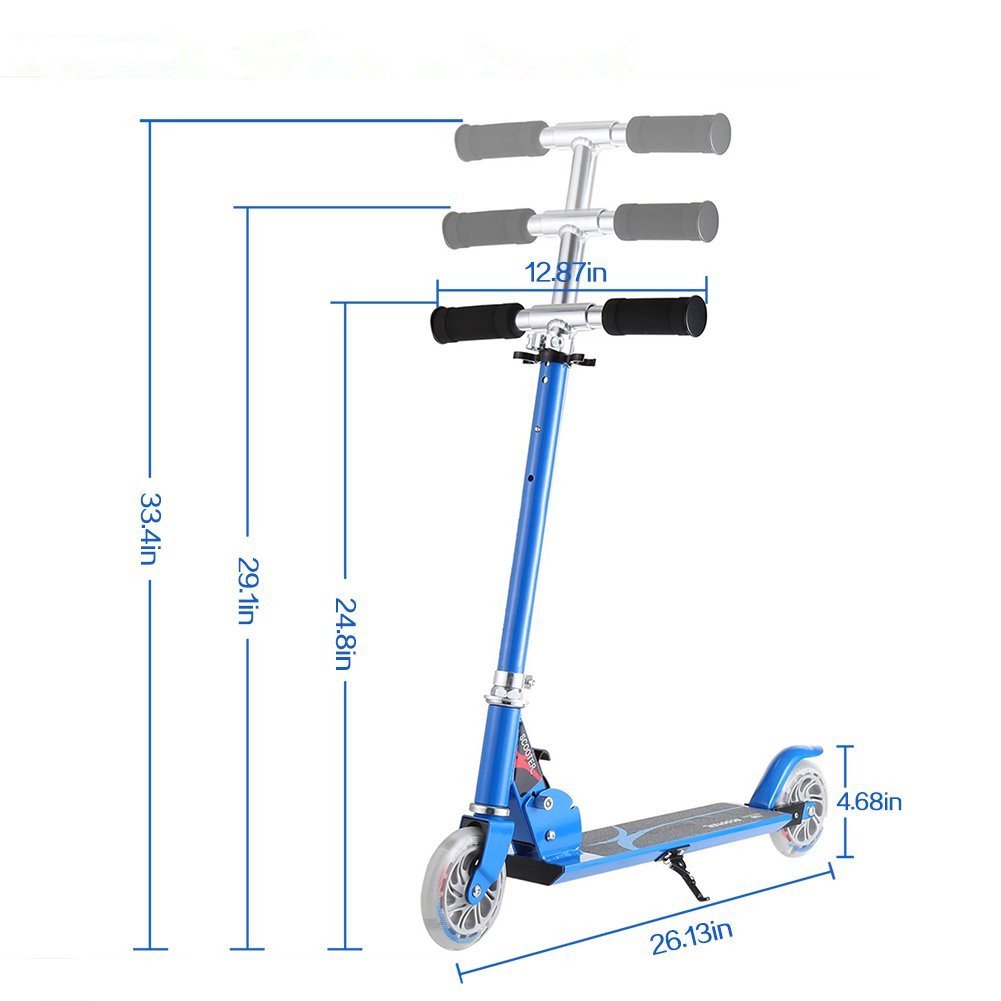 Honkid-Trottinette-Enfant-Pliable-et-Rglable-avec-Lumineux-2-Roues-Patinette-2-Roues-en-Aluminium-pour-Enfant-3--13-Ans
