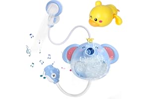 YINAKTIT Jouets de Bain pour Bebe - Éléphant Jouet de Bain Machine à Bulles avec Musique - avec Canard Jouet Flottant Jouet de Bain pour Bébé 1 2 3 4 5 6 Ans (Bleu)
