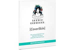 Tattoo Defender - CoverSkin Fogli - 4 Fogli Di Pellicola In Poliuretano - Pellicola Protettiva Per La Cura Dei Tatuaggi - Traspirante Ed Idrorepellente - Marchiato CE