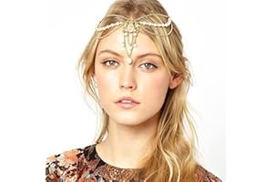 Wendalern Boho Stratificato Perla Testa Catena Oro Nappe Capelli Catena Perla Nuziale Copricapo Perla Fronte Catena Halloween Festival Prom Accessori Per Capelli Per Donne E Ragazze