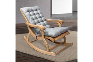 Relax love Rocking Chair Cushion 47'' x 20'' Non-Slip Sun Lounger Cushions High-Backed Pad Thick Extra Large Relaxer Seat Mat Garden Deck Chair Cushion with Rubber Band and Buckle (Grey)