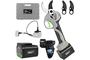 Laecabv 40mm Forbici Potatura a Batteria, Professionali, LCD,2 Batterie di Litio da 4Ah, Taglio Progressivo, Forbici Potatura Elettriche da Cesoie Olivo Vigneto (LA40SGYBK)