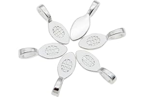 JULIE WANG 40 Pcs Chrome Plated Metal Flat Pad Bails Glue-on Charms Connectors Earrings Pendants Jewellery Findings 25x9mm