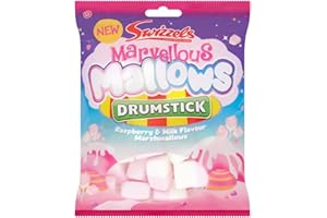 Swizzels Marvellous Mallows, Drumstick Raspberry & Milk Flavour Marshmallows, 125g Single Bag Marshmallow Sweets