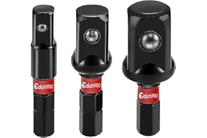 ColumPro 3pcs 4CM Short Power Drill Sockets Adapter with Holder 1/4", 3/8", and 1/2" Drive Adapter Power Drill Socket Converter for Cordless Screwdriver
