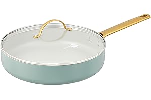 GreenPan Reserve Hard Anodzed Healthy Ceramic Nonstick, patelnia do saute 4QT, bez PFAS, nadaje się do mycia w zmywarce, dymny niebieski
