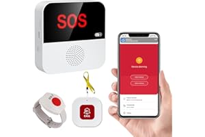 Chatthen Notrufknopf für Senioren, Tuya WiFi Alarmanlage Haus, Senioren Notruf Empfänger*1+Ruftaste*1+Notfallarmband*1, Kompatibel mit Tuya Smart/Smart Life/Alexa (Unterstützt Wi-Fi 2.4GHz)