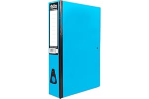 ED Pukka Foolscap Glossy Box Files with Document Clip & Push Lock School Work Office 70mm Spine File Organiser (Blue)