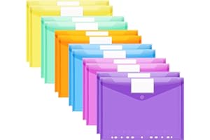 Ansook 12 Pezzi Cartelline Portadocumenti Trasparenti Plastica Impermeabile Cartella Portadocumenti,Design con Hiusura in Velcro A4 Cartelle Plastica,con Tasca per Etichette per Scuola e Ufficio