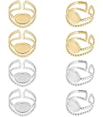 10 Kits De Fabrication De Bagues De Manchette - Bases En Acier Inoxydable Et Cabochons - DIY Bijou