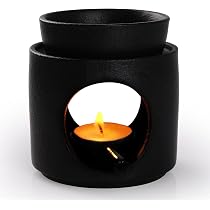 Gogogmee Bruciatore Per Aromaterapia In Ferro Traforato - Portacandele Per Oli Essenziali E Incenso - 18.5x7.7 Cm