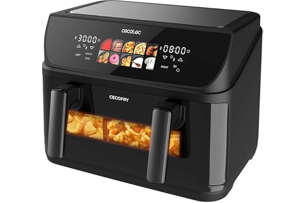 Cecotec Freidora de Aire sin Aceite de 10L con Doble Resistencia, Plancha, Grill, Air Fryer Cecofry&Grill Duoheat 10000. 2800