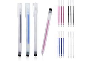CREAWONDER 4 Heat Erasable Pens for Fabric Markers, Cloth Marking Pens with 16 Thin Refills for Sewing Quilting, Heat disappearing Ink Pen for Dressmaking, Tailors Sewing Chalk Pencils