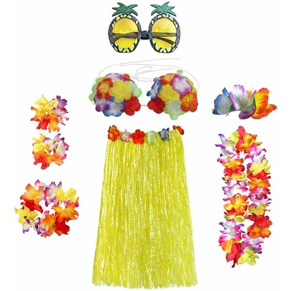 Jupe Hawaienne Collier Fleurs Hawaïen 10 Guirlandes Fleurs Hawaïennes Eboot - 100 Cm, 30 Fleurs - Pour Fêtes, Plage, Mariage - Multicolores Lei Hawaïen Plage Fête Parasol Hawaien